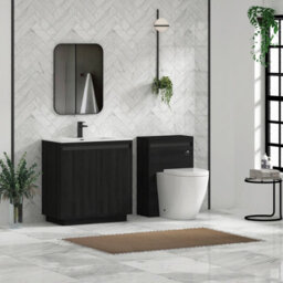 Royal Bathrooms Orion 800mm Floor Standing Bathroom Vanity Unit 2 Door Hale Black With Ceramic Basin & Black Accent Trim - thumbnail 4