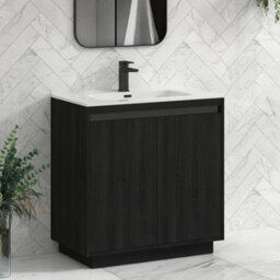 Royal Bathrooms Orion 800mm Floor Standing Bathroom Vanity Unit 2 Door Hale Black With Ceramic Basin & Black Accent Trim - thumbnail 6
