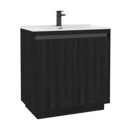Royal Bathrooms Orion 800mm Floor Standing Bathroom Vanity Unit 2 Door Hale Black With Ceramic Basin & Black Accent Trim - thumbnail 8