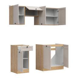 Heze Furniture Summer 5 Unit Kitchen Cabinets Set 170Cm In Cashmere Matt & Bernstein Oak - thumbnail 5