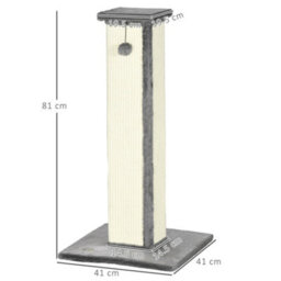 Pawhut Cat Scratching Post With Vertical Sisal Rope Ball Plush, 81Cm, Grey - thumbnail 3