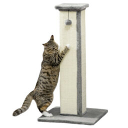 Pawhut Cat Scratching Post With Vertical Sisal Rope Ball Plush, 81Cm, Grey - thumbnail 2