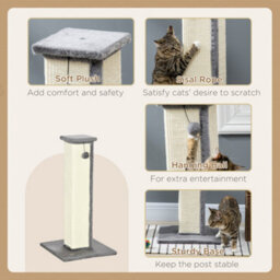 Pawhut Cat Scratching Post With Vertical Sisal Rope Ball Plush, 81Cm, Grey - thumbnail 5