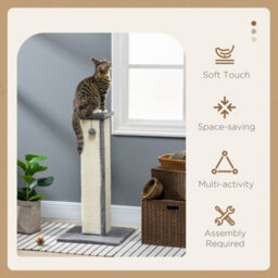 Pawhut Cat Scratching Post With Vertical Sisal Rope Ball Plush, 81Cm, Grey - thumbnail 4