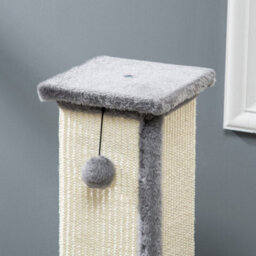 Pawhut Cat Scratching Post With Vertical Sisal Rope Ball Plush, 81Cm, Grey - thumbnail 9