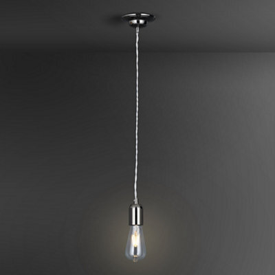 Colours Gloss Grey Nickel Effect Pendant Ceiling Light, (Dia)120mm - image 1