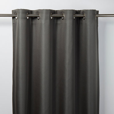 GoodHome Moggo Dark Grey Herringbone Blackout Eyelet Curtain (W)117Cm (L)137Cm, Single