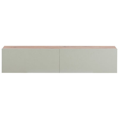 Wyld And Coco Wall-Mounted Tv Stand 55-Inch, 2 Soft-Close Cabinets, Light Green Matt Finish - image 1