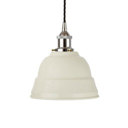 Clay White Lincoln Painted Dome Pendant Light With Nickel Lamp Holder And Black Twisted Cable - Se Home - thumbnail 1