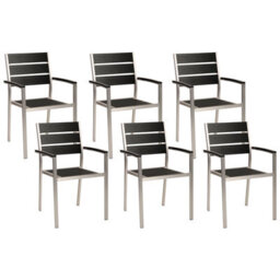 Beliani Set Of 6 Garden Chairs Vernio Black/ Silver - thumbnail 1