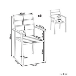 Beliani Set Of 6 Garden Chairs Vernio Black/ Silver - thumbnail 3