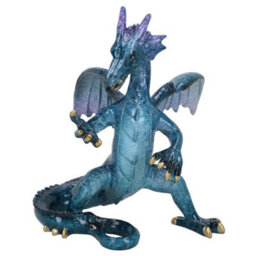 AB Tools Blue Standing Dragon Resin Fantasy Sculpture Statue House Ornament Figurine - thumbnail 3