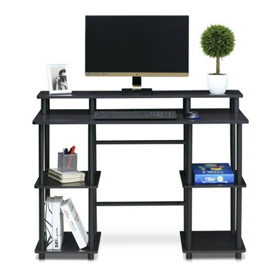 Walplus Furinno Turn-N-Tube Computer Desk With Top Shelf, Espresso/black - image 1
