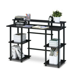 Walplus Furinno Turn-N-Tube Computer Desk With Top Shelf, Espresso/black - thumbnail 2
