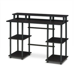 Walplus Furinno Turn-N-Tube Computer Desk With Top Shelf, Espresso/black - thumbnail 3