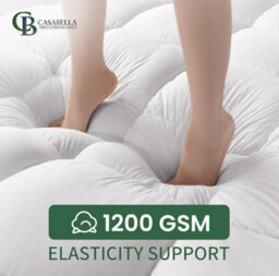 Casabella Small Double Mattress Topper 4 Inch (10 Cm) Thick Soft Box Stitched With Elasticized Corner Strap 122X190+10Cm - thumbnail 4