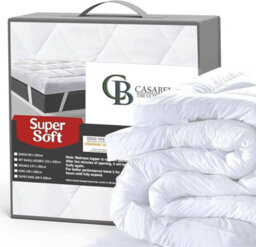 Casabella Small Double Mattress Topper 4 Inch (10 Cm) Thick Soft Box Stitched With Elasticized Corner Strap 122X190+10Cm