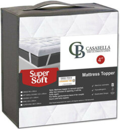 Casabella Small Double Mattress Topper 4 Inch (10 Cm) Thick Soft Box Stitched With Elasticized Corner Strap 122X190+10Cm - thumbnail 2