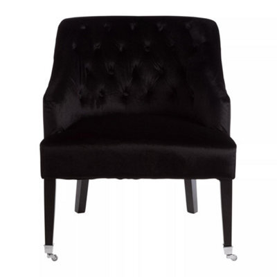 Orsina Velvet Upholstered Black Velvet Chair, Mid Century Design Comfortable Armchair, Classic Modern Armchair - image 1