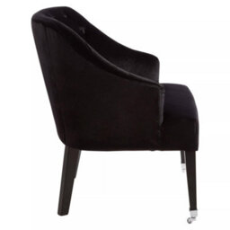 Orsina Velvet Upholstered Black Velvet Chair, Mid Century Design Comfortable Armchair, Classic Modern Armchair - thumbnail 3