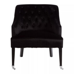 Orsina Velvet Upholstered Black Velvet Chair, Mid Century Design Comfortable Armchair, Classic Modern Armchair