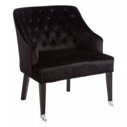 Orsina Velvet Upholstered Black Velvet Chair, Mid Century Design Comfortable Armchair, Classic Modern Armchair - thumbnail 2