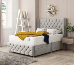 Bed Choices Elena Plush Velvet Divan Bed With Mattress, Headboard & 2 Storage Drawers - Double - thumbnail 1