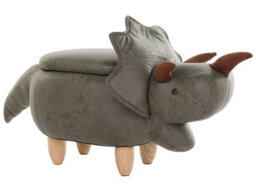 Beliani Triceratops Kids Stool Dark Green Polyester With Flip-Top Storage - thumbnail 3