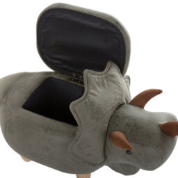 Beliani Triceratops Kids Stool Dark Green Polyester With Flip-Top Storage - thumbnail 8