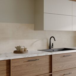 Kale Cirrus Beige Satin Natural Concrete Effect Indoor Wall & Floor Tile Sample - thumbnail 3