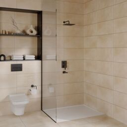 Kale Cirrus Beige Satin Natural Concrete Effect Indoor Wall & Floor Tile Sample - thumbnail 2