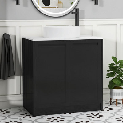Royal Bathrooms Royal Bathroom Elmore 800mm Matt Nocturne Black Freestanding Countertop Bathroom Vanity Unit 2 Door With Art Basin - image 1