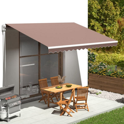 Walplus Replacement Fabric For Awning Garden Sun Shade Canopy Gazebo For Back Door, Porch, Patio Brown 4.5X3.5 M - image 1