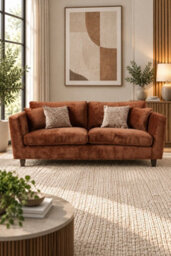 Loft Home Victoria Mocha Brown 3 Seater Fabric Sofa - thumbnail 1
