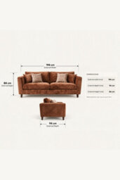 Loft Home Victoria Mocha Brown 3 Seater Fabric Sofa - thumbnail 3