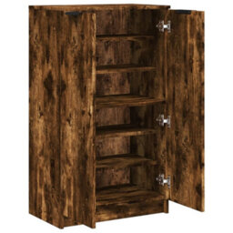 Berkfield Sturdy Shoe Cabinet Smoked Oak 59X35X100 Cm Engineered Wood - thumbnail 7