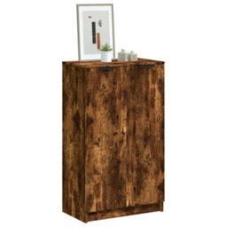 Berkfield Sturdy Shoe Cabinet Smoked Oak 59X35X100 Cm Engineered Wood - thumbnail 2