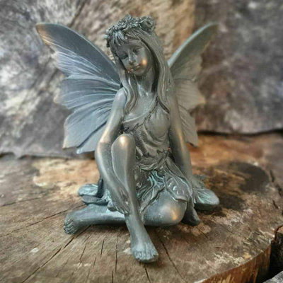 Burgess Flower Fairy B Statue Bronze Finish Resin Nymph Indoor Garden Decoration Ornament