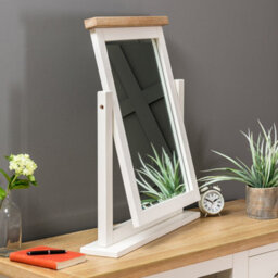 The Furniture Market Cheshire Cream Painted Vanity Mirror With Limed Oak Top, Adjustable Hinged Design, Stylish Dressing Table Mirror - thumbnail 2