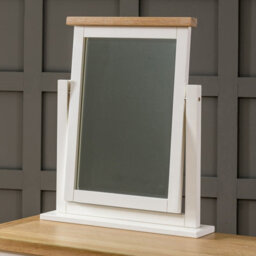The Furniture Market Cheshire Cream Painted Vanity Mirror With Limed Oak Top, Adjustable Hinged Design, Stylish Dressing Table Mirror - thumbnail 4