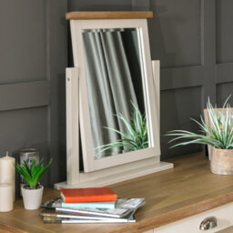 The Furniture Market Cheshire Cream Painted Vanity Mirror With Limed Oak Top, Adjustable Hinged Design, Stylish Dressing Table Mirror - thumbnail 3