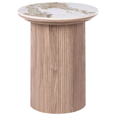 Beliani  Side Table Dora Ceramic Brown - image 1