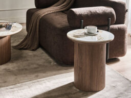 Beliani  Side Table Dora Ceramic Brown - thumbnail 2