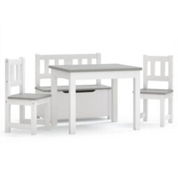 Walplus 4 Piece Children Table And Chair Set White And Grey Mdf - thumbnail 2