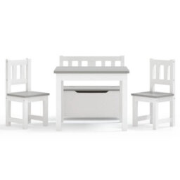 Walplus 4 Piece Children Table And Chair Set White And Grey Mdf - thumbnail 3