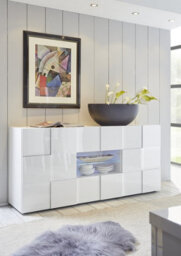 FurniComp LTD Furnicomp Lyon 2 Door 2 Drawer White Gloss Sideboard - thumbnail 1