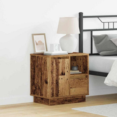 Berkfield Bedside Cabinets With Led Lights 2 Pcs Old Wood 50X34,5X50 Cm - image 1