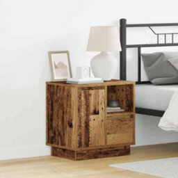 Berkfield Bedside Cabinets With Led Lights 2 Pcs Old Wood 50X34,5X50 Cm - thumbnail 1