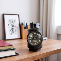 Table Clock Metal Gas Cylinder Desk Clock Battery Operated Bedside Alarm Clock Brown For Living Room Bedroom Study Room - thumbnail 4
