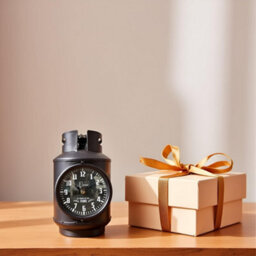 Table Clock Metal Gas Cylinder Desk Clock Battery Operated Bedside Alarm Clock Brown For Living Room Bedroom Study Room - thumbnail 3